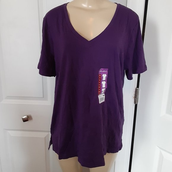 Eddie Bauer Tops - NWT! Eddie Bauer Purple V Neck T Shirt Size XL